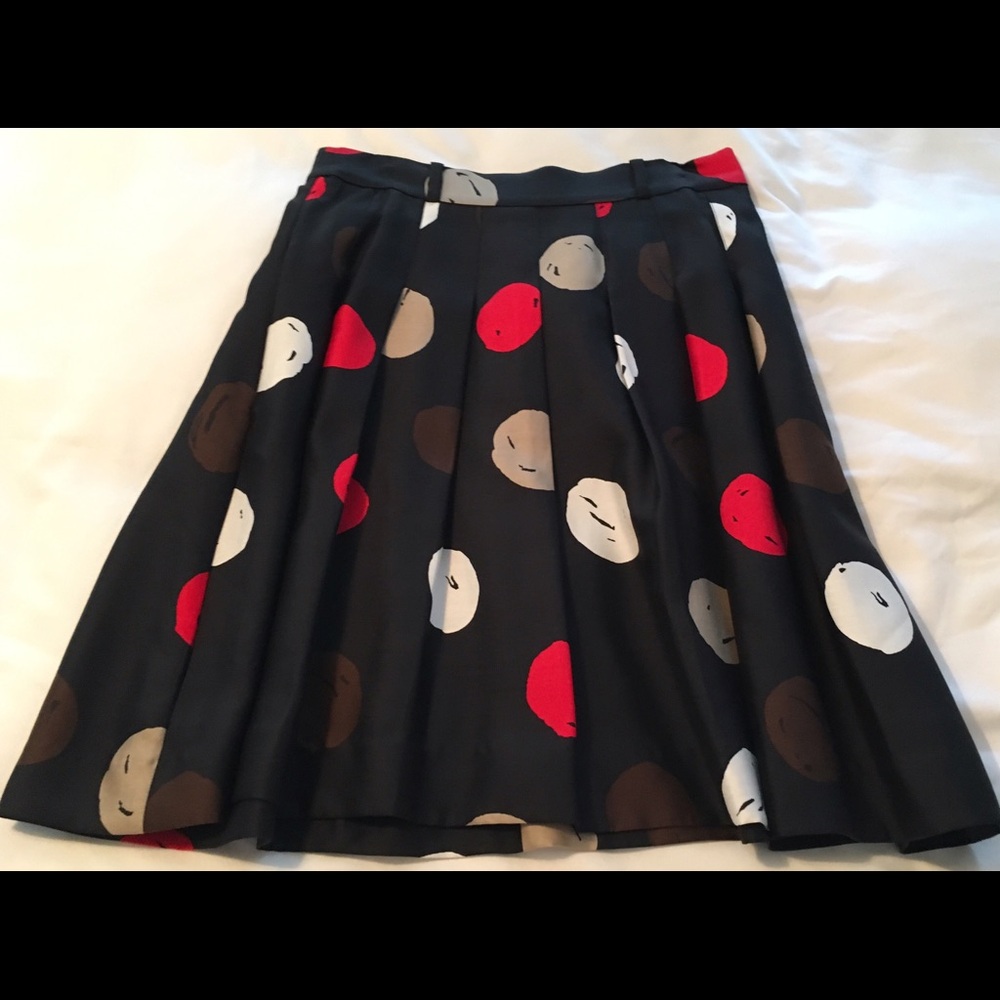 Kate Spade Black A-Line Skirt with Red and White Dots